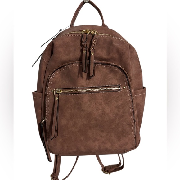 VR NYC Handbags - VR NYC Violet Ray Cinnamon Brown Vegan Suede Backpack NWT